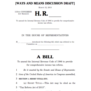 Tax Reform Act of 2013 Discussion Draft